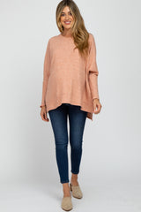 Salmon Soft Knit Maternity Long Sleeve Top