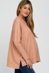 Salmon Soft Knit Maternity Long Sleeve Top