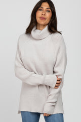 Grey Knit Turtleneck Maternity Sweater