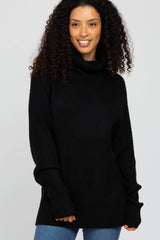 Black Knit Turtleneck Maternity Sweater