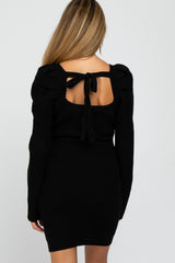 Black Puff Sleeve Maternity Sweater Dress