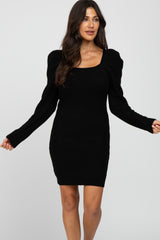 Black Puff Sleeve Sweater Dress