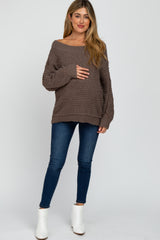 Mocha Chunky Knit Maternity Sweater