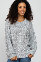 Grey Two-Tone Chunky Knit Maternity Sweater