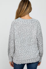 Grey Two-Tone Chunky Knit Maternity Sweater