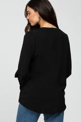 Black Long Ruffle Sleeve Blouse