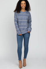 Blue Striped Knit Sweater