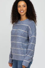 Blue Striped Knit Sweater