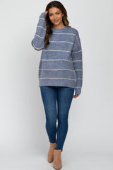 Blue Striped Maternity Knit Sweater