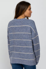 Blue Striped Maternity Knit Sweater