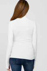 Ivory Ribbed Knit Turtleneck Maternity Top