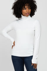 Ivory Ribbed Knit Turtleneck Maternity Top