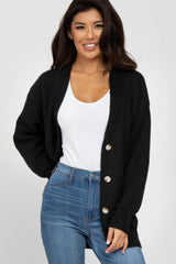 Black Brushed Button Front Maternity Cardigan