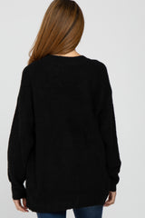 Black Brushed Button Front Maternity Cardigan