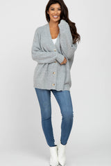 Heather Grey Brushed Button Front Cardigan