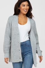 Heather Grey Brushed Button Front Maternity Cardigan