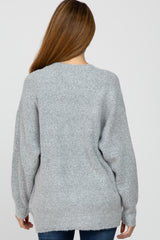 Heather Grey Brushed Button Front Maternity Cardigan