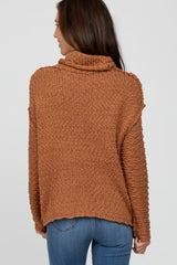 Rust Popcorn Knit Cowl Neck Sweater