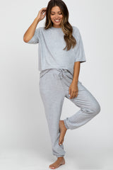 Heather Grey Jogger Maternity Lounge Set