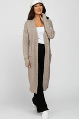 Taupe Long Chunky Knit Cardigan