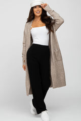 Taupe Long Chunky Knit Cardigan