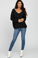 Black V-Neck Maternity Sweater