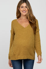 Mustard V-Neck Maternity Sweater