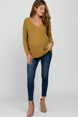 Mustard V-Neck Maternity Sweater