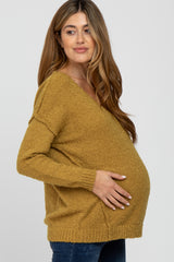 Mustard V-Neck Maternity Sweater