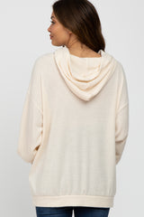 Cream Brushed Ribbed Maternity Hooded Top