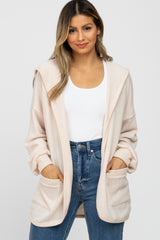 Cream Soft Knit Hooded Maternity Cardigan