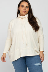 Cream Cowl Neck Contrast Plus Dolman Sleeve Top