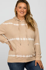 Taupe Tie Dye Maternity Plus Hoodie