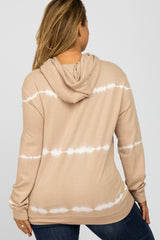 Taupe Tie Dye Maternity Plus Hoodie