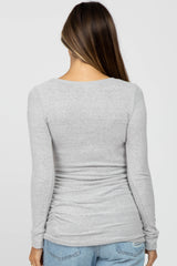 Heather Grey Soft Knit Ruched Maternity Top