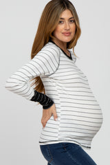 Black Striped Long Sleeve Maternity Top