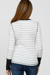 Black Striped Long Sleeve Maternity Top