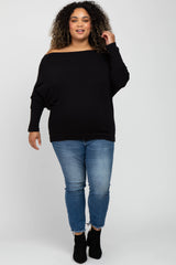 Black Off Shoulder Dolman Maternity Plus Top