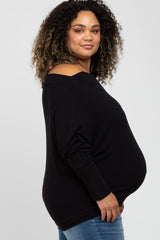 Black Off Shoulder Dolman Maternity Plus Top