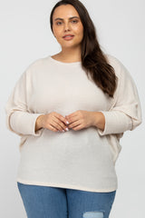 Beige Brushed Waffle Knit Dolman Maternity Plus Top