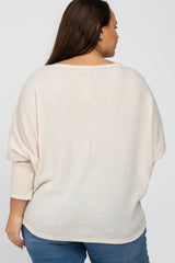 Beige Brushed Waffle Knit Dolman Plus Top