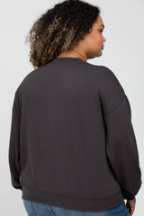 Charcoal Soft Pullover Maternity Plus Sweatshirt