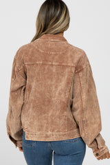 Taupe Corduroy Distressed Hem Cropped Jacket