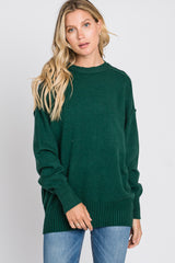 Forest Green Mock Neck Exposed Seam Sweater