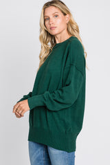 Forest Green Mock Neck Exposed Seam Sweater