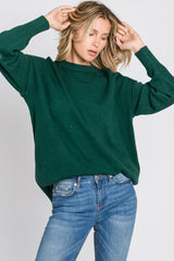 Forest Green Mock Neck Exposed Seam Maternity Sweater