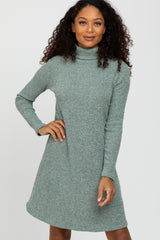 Sage Ribbed Turtleneck Maternity Dress