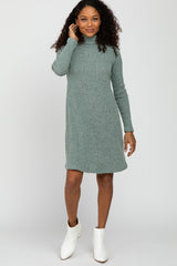 Sage Ribbed Turtleneck Dress