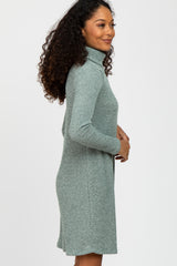 Sage Ribbed Turtleneck Dress