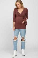 Mauve Brushed Knit Maternity/Nursing Wrap Top